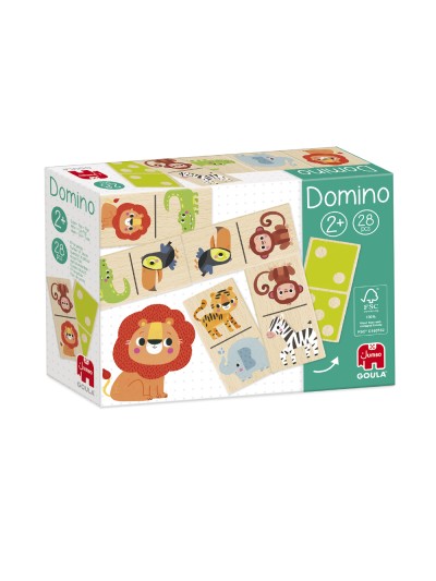 Juego goula jumbo domino madera selva 28 piezas