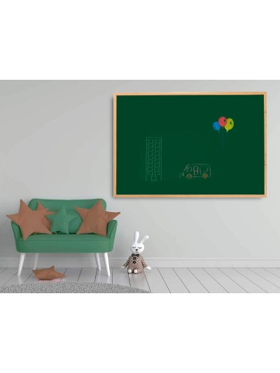 Pizarra verde q-connect marco de madera 120x90 cm sin repisa