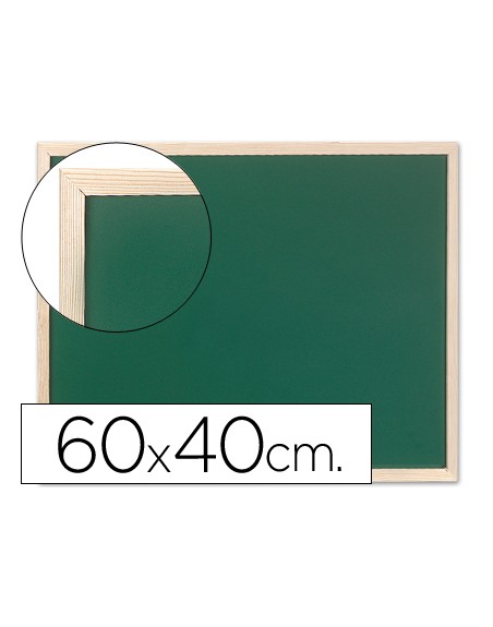 Pizarra verde q-connect marco de madera 60x40 cm sin repisa