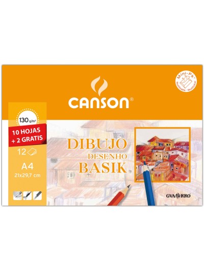 Papel dibujo basik 240x320 din a4 + 130 gr con recuadro minipack de 10 hojas