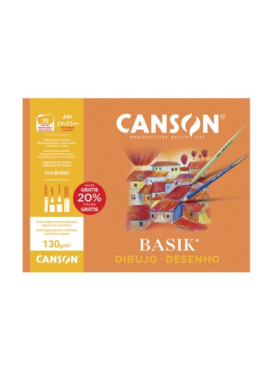 Papel dibujo basik 240x320 din a4 + 130 gr con recuadro minipack de 10 hojas