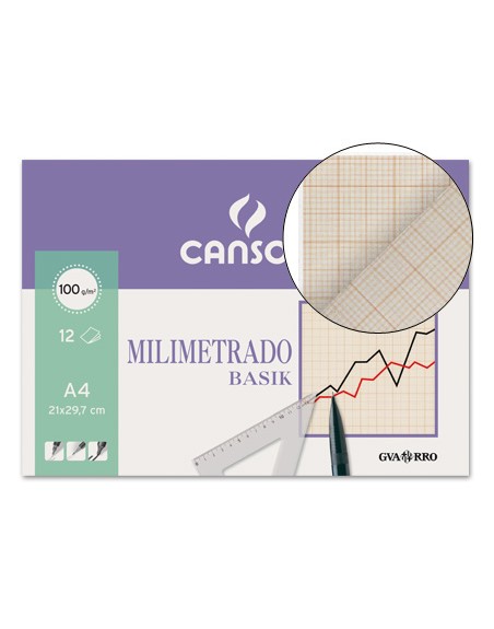 Papel milimetrado guarro 210x297 mm minipack de 12 hojas