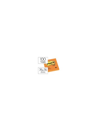 Bloc de notas adhesivas quita y pon post-it 76x76 mm naranja neon con 100 hojas