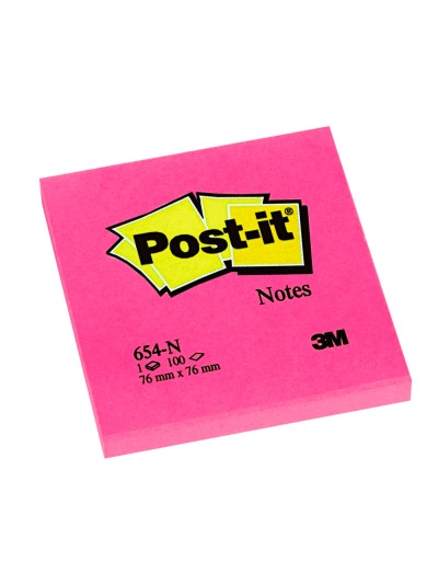 Bloc de notas adhesivas quita y pon post-it 76x76 mm fucsia neon con 100 hojas