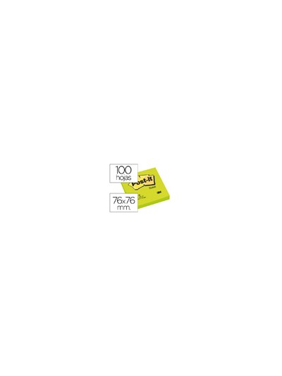 Bloc de notas adhesivas quita y pon post-it 76x76 mm verde neon con 100 hojas