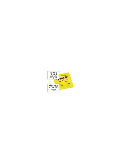 Bloc de notas adhesivas quita y pon post-it 76x76 mm amarillo neon con 100 hojas