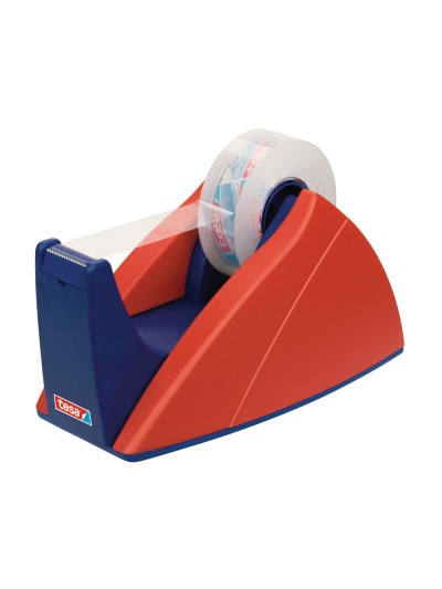 Portarrollo sobremesa tesa con cuchilla de corte recto para cintas de 33 m color azul/rojo