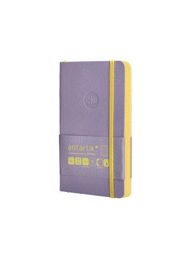 Cuaderno con gomilla antartik notes tapa blanda a6 cuadricula morado y amarillo 100 hojas 80 gr fsc