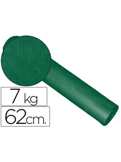 Papel de regalo kraft liso kfc bobina ancho 62 cm peso 7 kg gramaje 60 gr color verde