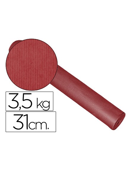 Papel de regalo kraft liso kfc bobina ancho 31 cm peso 3,5 kg gramaje 60 gr color burdeos