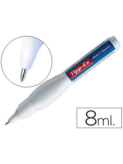 Corrector tipp-ex lapiz shake'n squeeze con punta metalica 8 ml