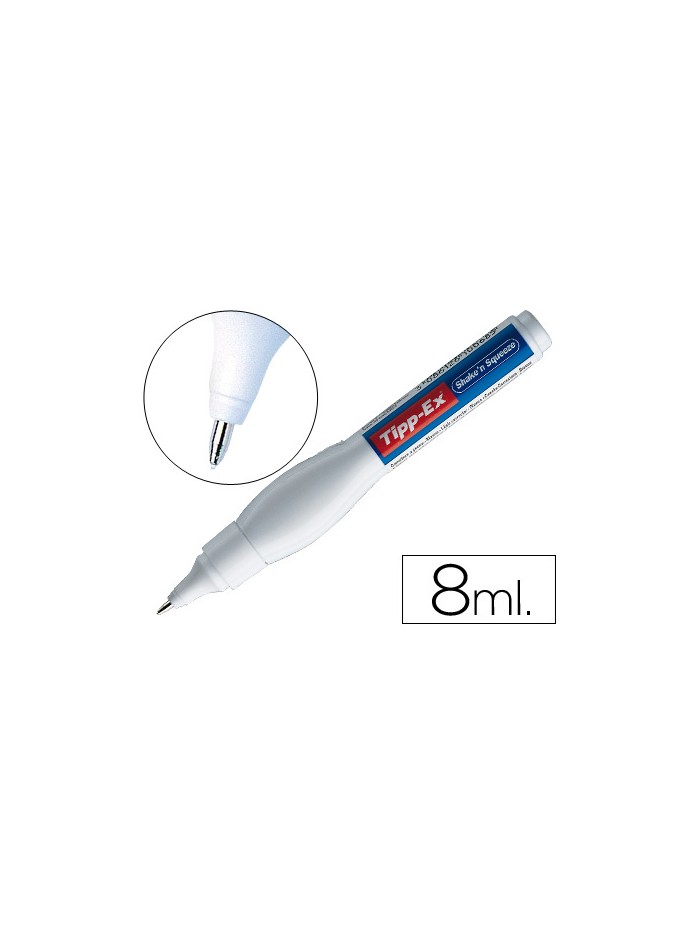 Corrector tipp-ex lapiz shake'n squeeze con punta metalica 8 ml Corrector tipp-ex lapiz shake'n squeeze con punta metalica 8 ml