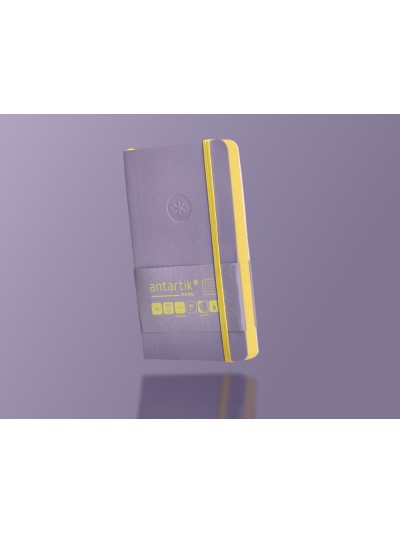 Cuaderno con gomilla antartik notes tapa blanda a6 cuadricula morado y amarillo 100 hojas 80 gr fsc