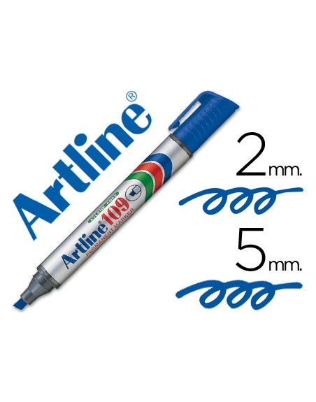 Rotulador artline marcador permanente 109 azul punta biselada