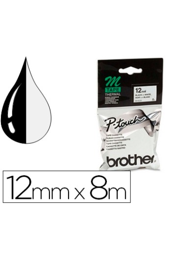 Cinta brother mk-231 blanco-negro 12mm longitud 8 mt