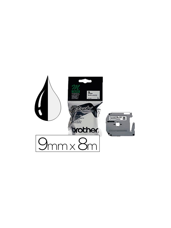 Cinta brother mk-221 blanco-negro 9mm longitud 8 mt Cinta brother mk-221 blanco-negro 9mm longitud 8 mt
