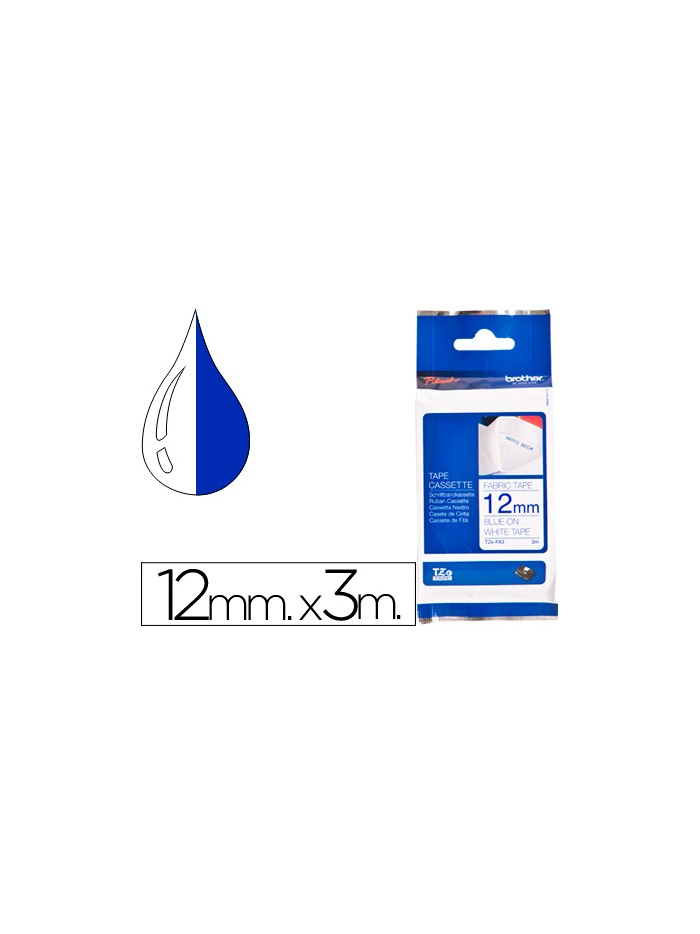 Cinta brother tzefa3 textil texto azul sobre fondo blanco 12 mm longitud 3 mt Cinta brother tzefa3 textil texto azul sobre fondo blanco 12 mm longitud 3 mt