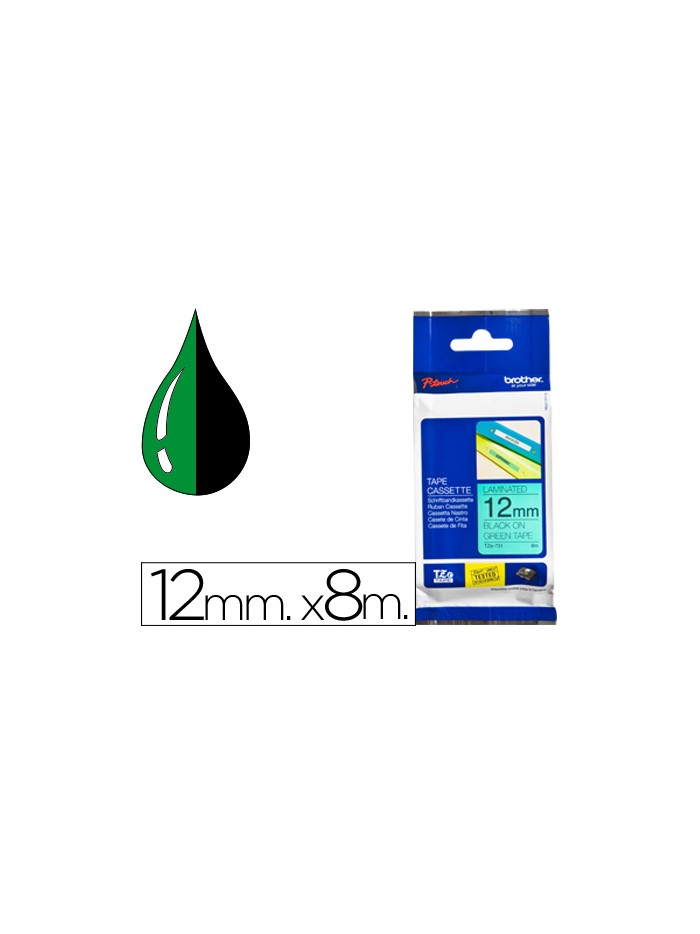 Cinta brother tze-731 verde-negro 12mm longitud 8 mt Cinta brother tze-731 verde-negro 12mm longitud 8 mt