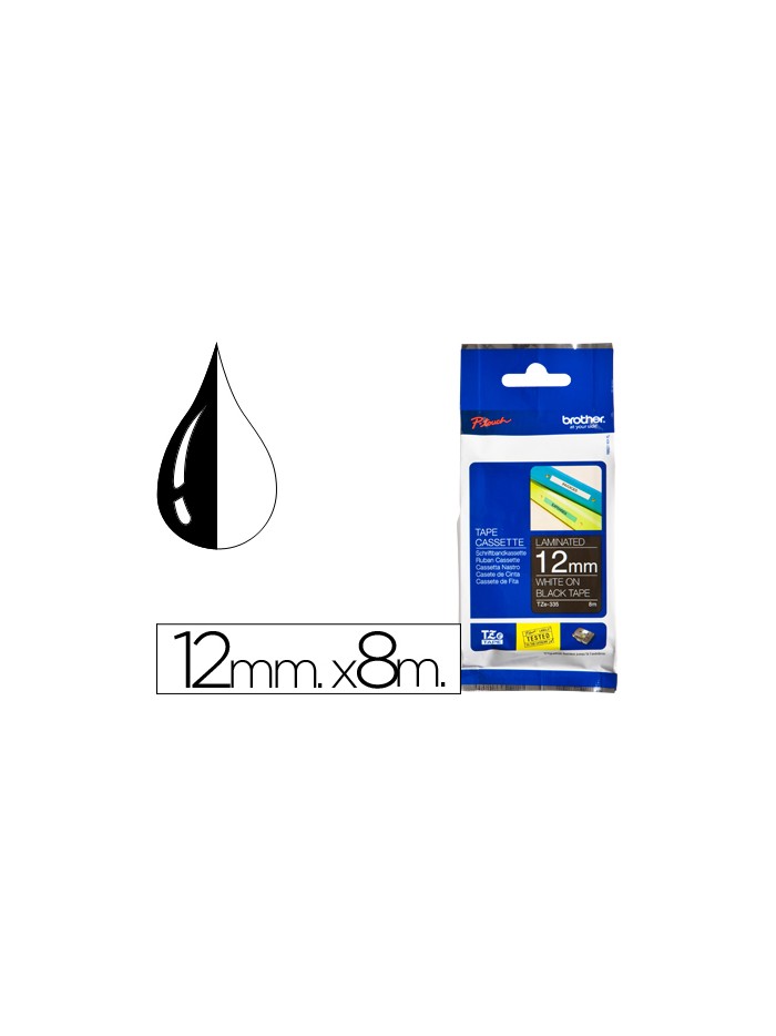 Cinta brother tze335 negro-blanco 12mm longitud 8mts Cinta brother tze335 negro-blanco 12mm longitud 8mts