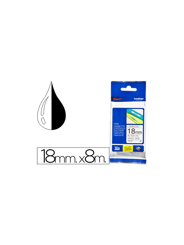 Cinta brother tze241 blanco-negro 18mm longitud 8 mt Cinta brother tze241 blanco-negro 18mm longitud 8 mt
