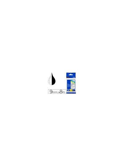 Cinta brother tze221 blanco-negro 9mm longitud 8 mt