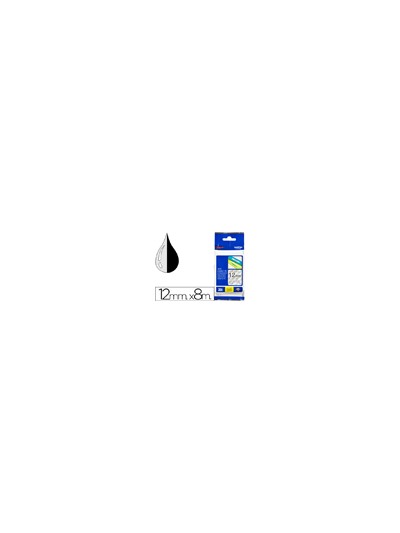 Cinta brother tze131 transparente-negro 12mm longitud 8 mt