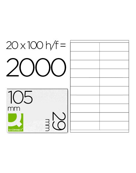 Etiqueta adhesiva q-connect kf26093 tamaño 105x29 mm fotocopiadora laser ink-jet caja 100 h din a4 esp.hacienda
