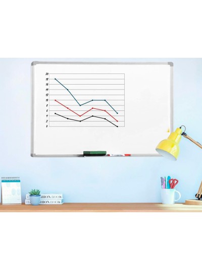 Pizarra blanca q-connect melamina marco de aluminio 60x45 cm
