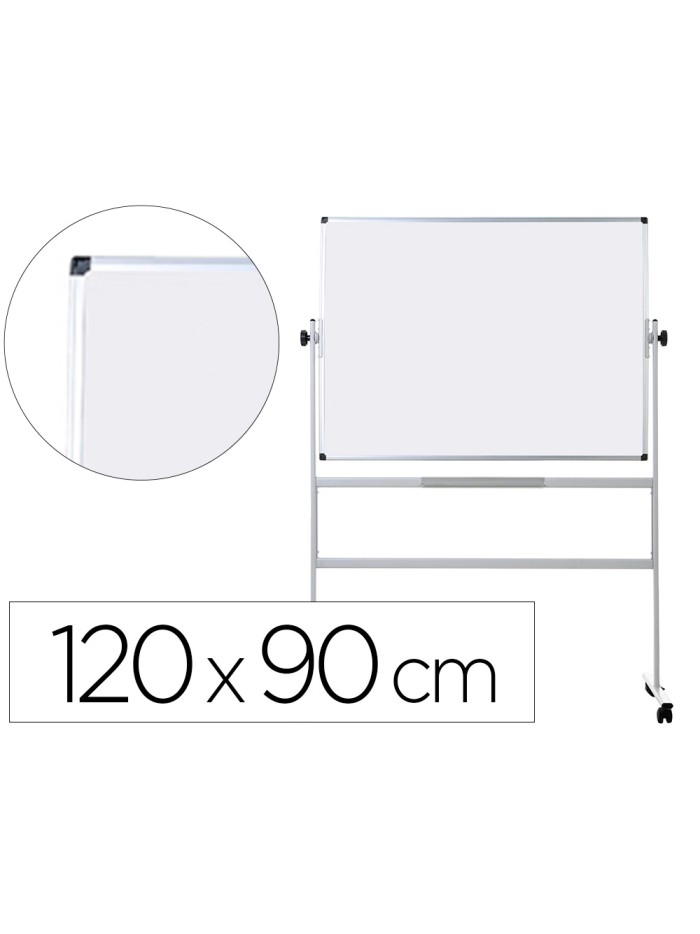 Pizarra blanca q-connect doble cara melamina marco de aluminio 120x90 cm giratoria Pizarra blanca q-connect doble cara melamina marco de aluminio 120x90 cm giratoria