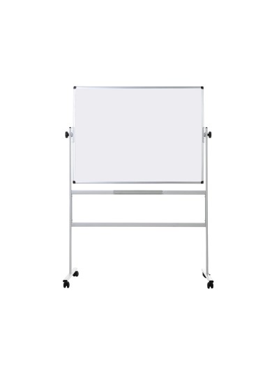 Pizarra blanca q-connect doble cara melamina marco de aluminio 120x90 cm giratoria