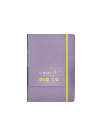 Cuaderno con gomilla antartik notes tapa blanda a5 hojas puntos morado y amarillo 80 hojas 80 gr fsc