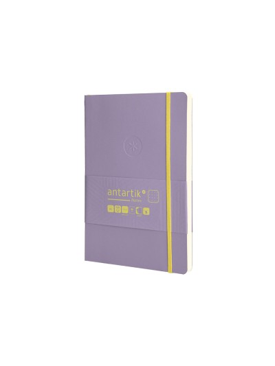 Cuaderno con gomilla antartik notes tapa blanda a5 hojas puntos morado y amarillo 80 hojas 80 gr fsc