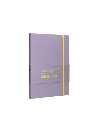 Cuaderno con gomilla antartik notes tapa blanda a5 hojas puntos morado y amarillo 80 hojas 80 gr fsc