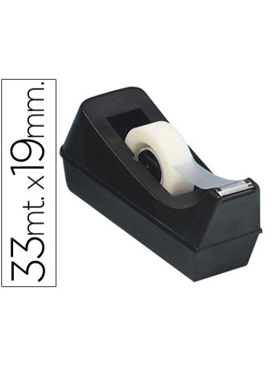 Portarrollo sobremesa q-connect plastico para cinta de 33 mt color negro