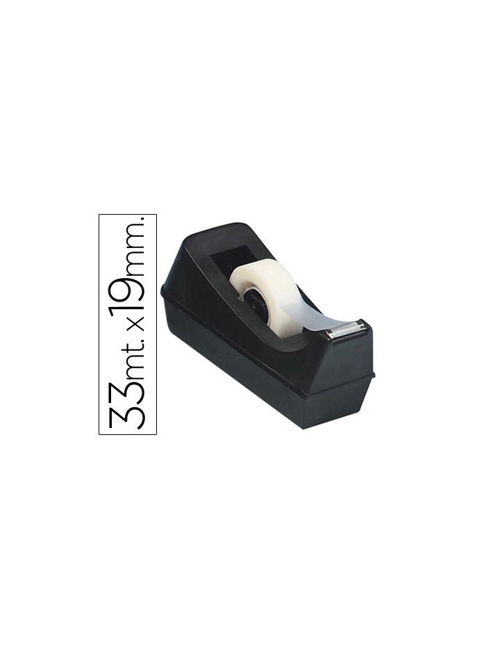 Portarrollo sobremesa q-connect plastico para cinta de 33 mt color negro Portarrollo sobremesa q-connect plastico para cinta de 33 mt color negro