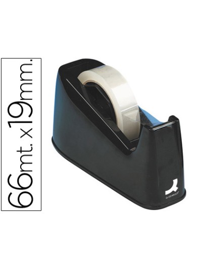 Portarrollo sobremesa q-connect plastico para cintas de 33 y 66 mt color negro