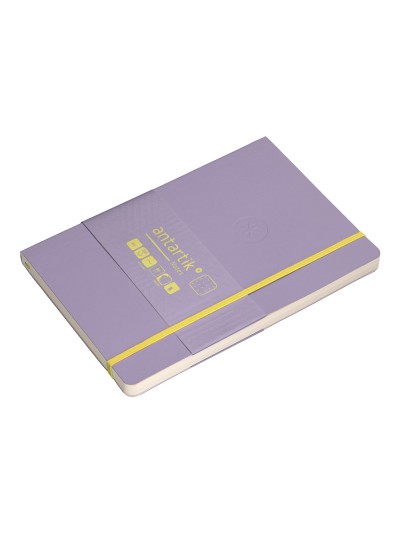 Cuaderno con gomilla antartik notes tapa blanda a5 hojas puntos morado y amarillo 80 hojas 80 gr fsc