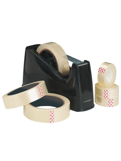 Portarrollo sobremesa q-connect plastico para cintas de 33 y 66 mt color negro