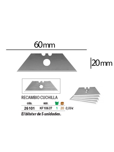Repuesto cuter q-connect ancho para modelos kf10633/kf14624 cuchilla 18 mm blister 5 unidades