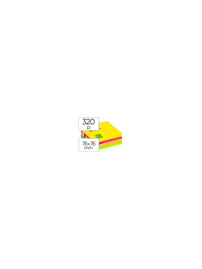 Bloc de notas adhesivas quita y pon q-connect 76x76 mm fluorescente con 320 hojas