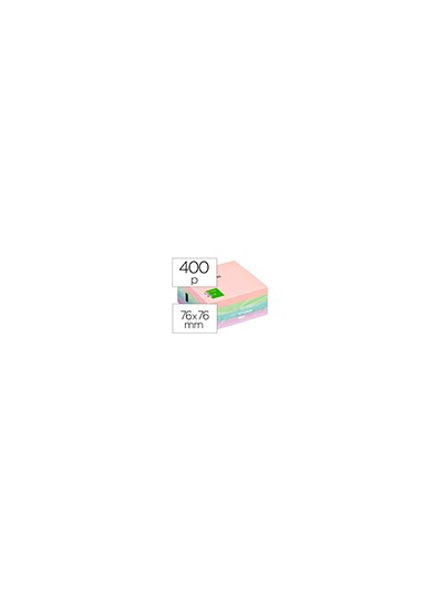 Bloc de notas adhesivas quita y pon q-connect 76x76 mm pastel con 400 hojas