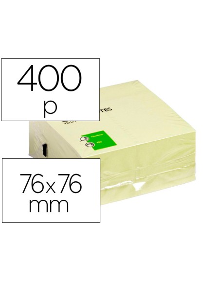 Bloc de notas adhesivas quita y pon q-connect 76x76 mm fsc amarillo con 400 hojas