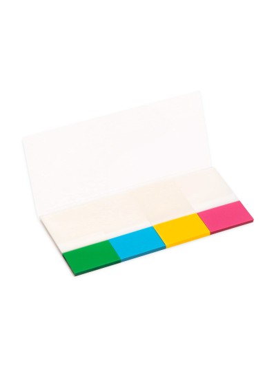 Banderitas separadoras q-connect 25x45 mm transparentes y color pack de 4 con 40 hojas