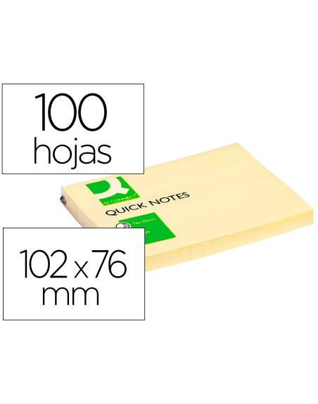 Bloc de notas adhesivas quita y pon q-connect 76x102 mm con 100 hojas
