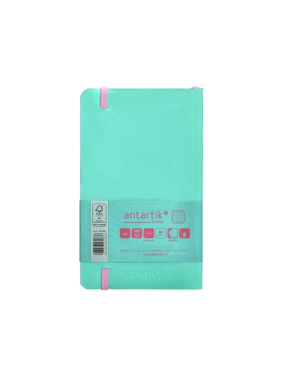 Cuaderno con gomilla antartik notes tapa blanda a6 cuadricula rosa y turquesa 100 hojas 80 gr fsc