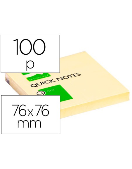 Bloc de notas adhesivas quita y pon q-connect 76x76 mm con 100 hojas