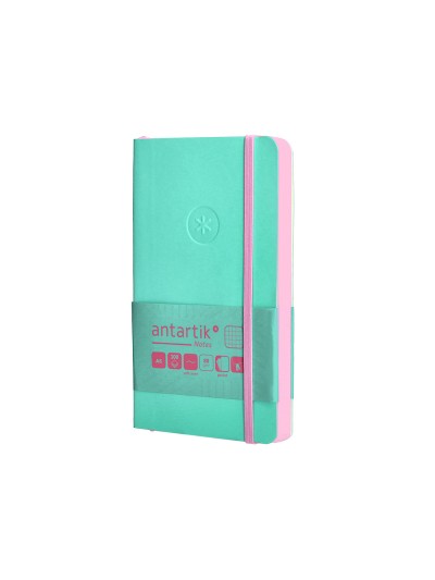 Cuaderno con gomilla antartik notes tapa blanda a6 cuadricula rosa y turquesa 100 hojas 80 gr fsc