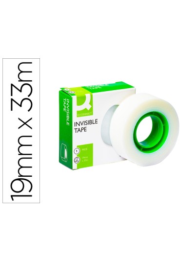 Cinta adhesiva q-connect invisible 33 mt x 19 mm