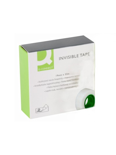 Cinta adhesiva q-connect invisible 33 mt x 19 mm