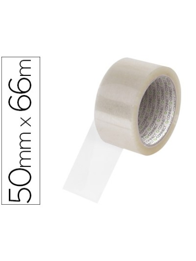 Cinta adhesiva q-connect polipropileno transparente 66 mt x 50 mm para embalaje